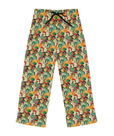 BOHO Scandinavian Chicken Rooster Folk Art Pattern Women’s Pajama Pants