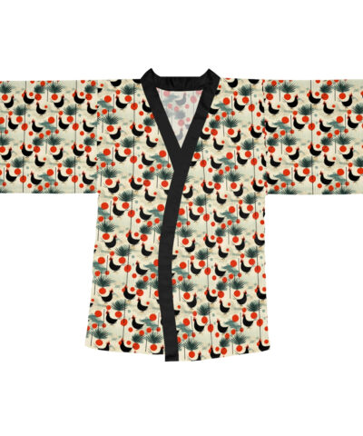 77571 10 400x480 - Mid-Century Modern Chicken Rooster Pattern Long Sleeve Kimono Robe