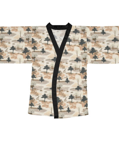 77571 15 400x480 - BOHO Japandi Style Woodland Scene Pattern Long Sleeve Kimono Robe