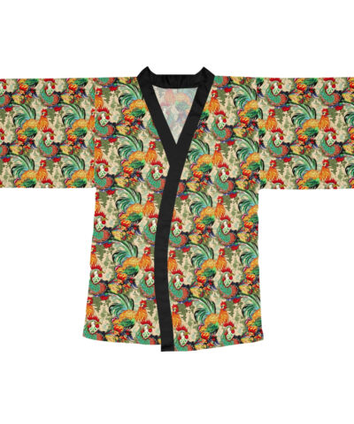 77571 5 400x480 - BOHO Scandinavian Chicken Rooster Folk Art Pattern Long Sleeve Kimono Robe