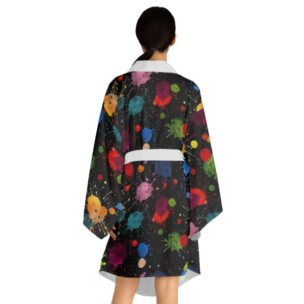 Acrylic Paint Splatter Art Pattern Long Sleeve Kimono Robe