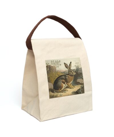 91358 100 400x480 - Vintage Naturalist Illustration of a Jackrabbit Canvas Lunch Bag With Strap