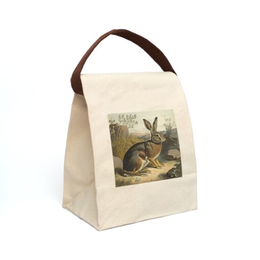 Vintage Naturalist Illustration of a Jackrabbit Canvas Lunch Bag With Strap