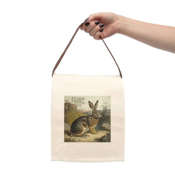 Vintage Naturalist Illustration of a Jackrabbit Canvas Lunch Bag With Strap