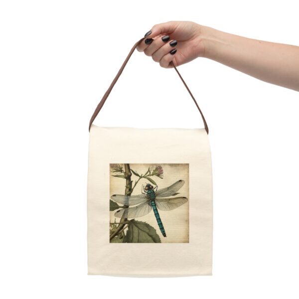 Vintage Naturalist Illustration of a Dragonfly Canvas Lunch Bag With Strap