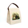 Vintage Naturalist Illustration of a Mountain and Canoe Scene Canvas Lunch Bag With Strap