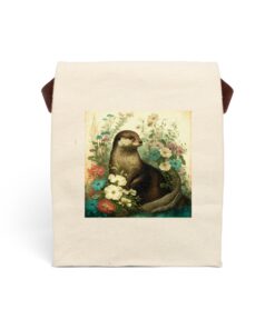 Vintage Naturalist Illustration of a Otter Canvas Lunch Bag With Strap