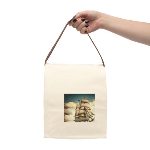 Vintage Illustration of a Tall Ship Canvas Lunch Bag With Strap