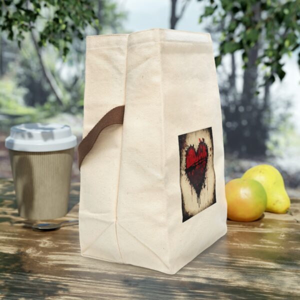 Vintage Grunge Heart Canvas Lunch Bag With Strap