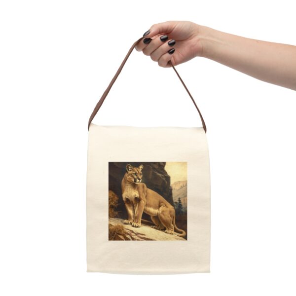 Vintage Naturalist Illustration of a Mountain Lion Canvas Lunch Bag With Strap