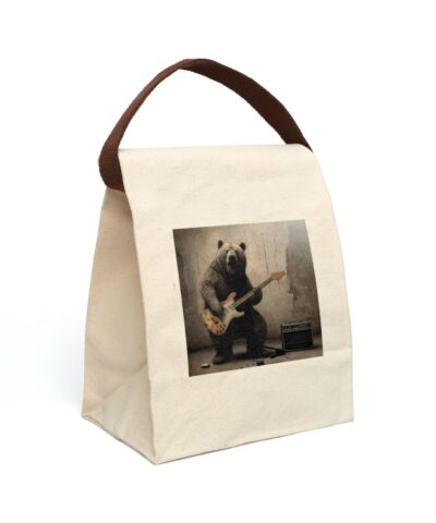 91358 150 400x480 - Vintage Grizzly Bear Playing Guitar Canvas Lunch Bag With Strap