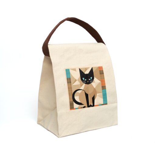 Mid Century Modern Siamese Cat Canvas Lunch Bag With Strap