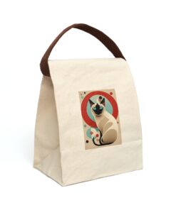 Mid-Century Modern Siamese Cat II Canvas Lunch Bag With Strap