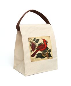 Male Cardinal Canvas Lunch Bag With Strap