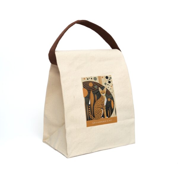 Mid-Century Modern Savannah Cat Canvas Lunch Bag With Strap