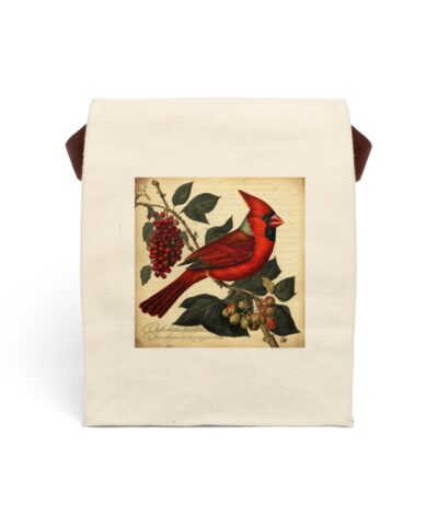 Male Cardinal Canvas Lunch Bag With Strap