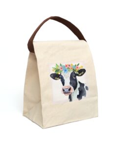 Holstein Cow Canvas Lunch Bag With Strap