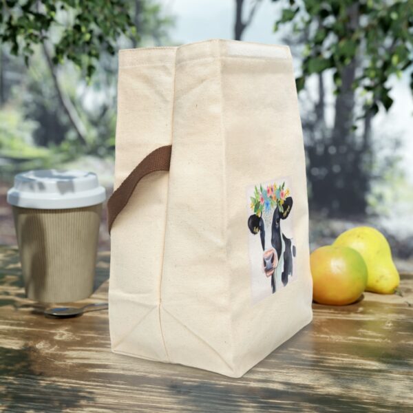 Holstein Cow Canvas Lunch Bag With Strap