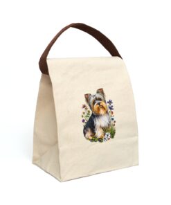 Biewer Terrier in Garden Canvas Lunch Bag With Strap