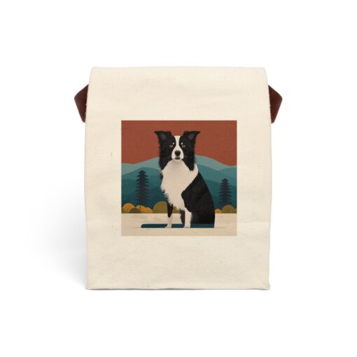 Mid-Century Modern Border Collie Poster Canvas Lunch Bag With Strap
