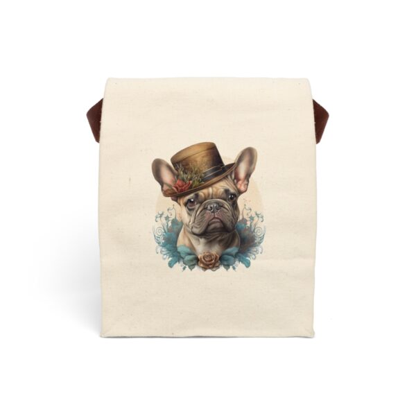 Vintage Victorian French Bulldog Portrait Canvas Lunch Bag With Strap