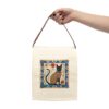 Folk Art Siamese Cat Canvas Lunch Bag With Strap