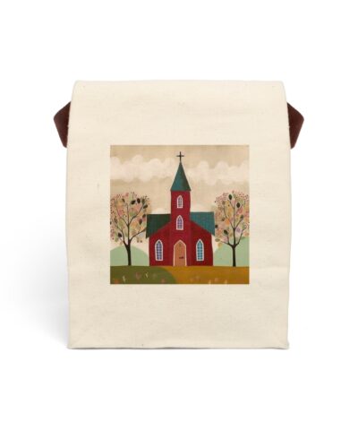 91358 286 400x480 - Folk Art Church Canvas Lunch Bag With Strap