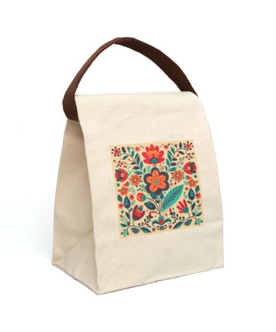 91358 290 400x480 - Scandanavian Folk Art Floral Design Canvas Lunch Bag With Strap