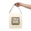 Folk Art White Horse Canvas Lunch Bag With Strap
