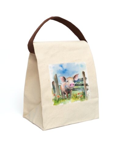 91358 310 400x480 - Folk Art  Pig Canvas Lunch Bag With Strap