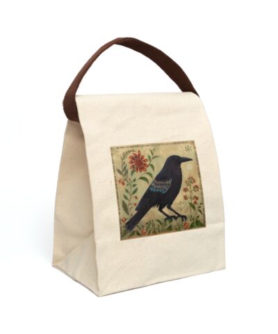 91358 325 400x480 - Folk Art Crow Canvas Lunch Bag With Strap