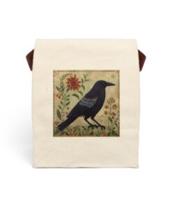 91358 326 247x296 - Folk Art Crow Canvas Lunch Bag With Strap