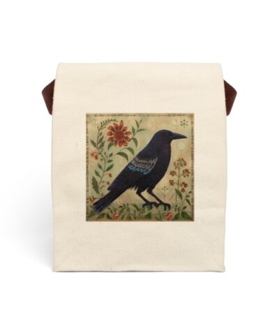 91358 326 400x480 - Folk Art Crow Canvas Lunch Bag With Strap