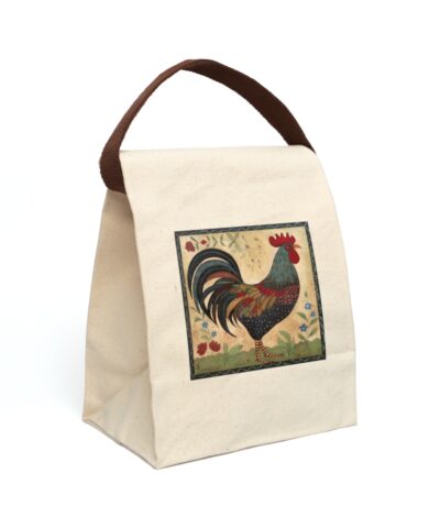 91358 330 400x480 - Folk Art Rooster Canvas Lunch Bag With Strap