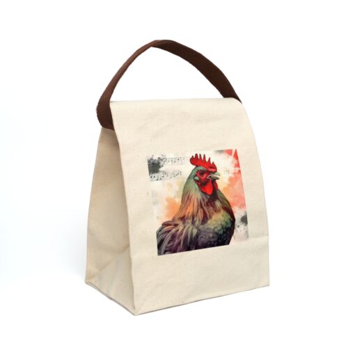 Watercolor Rooster Canvas Lunch Bag With Strap