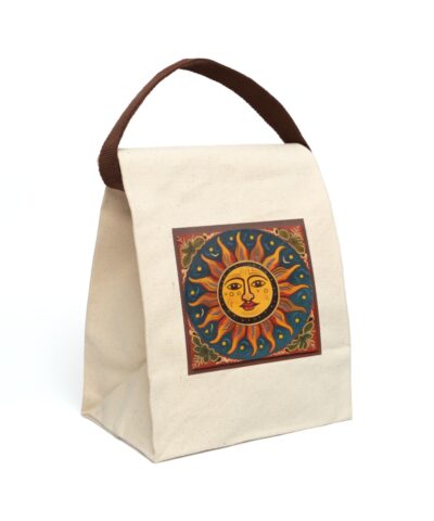 Folk Art Sun Canvas Lunch Bag With Strap
