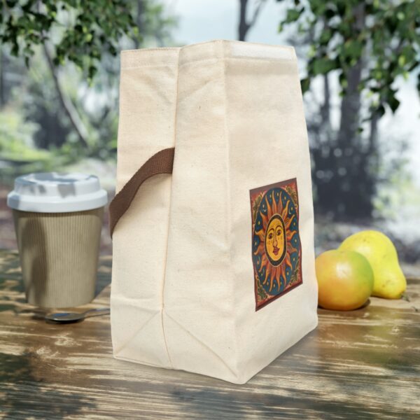Folk Art Sun Canvas Lunch Bag With Strap