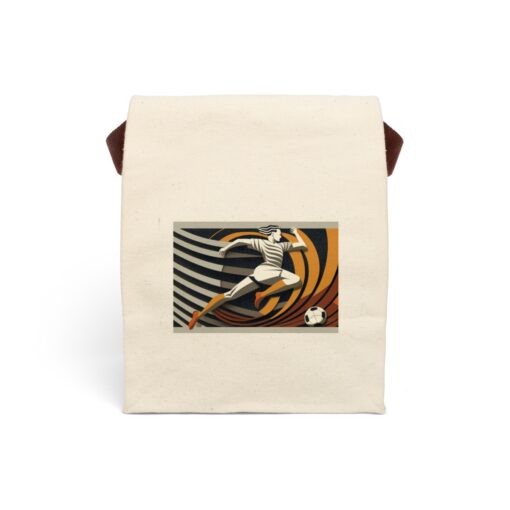 Mid-Century Modern Soccer Canvas Lunch Bag With Strap