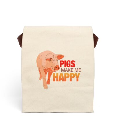Pigs Make Me Happy Canvas Lunch Bag With Strap