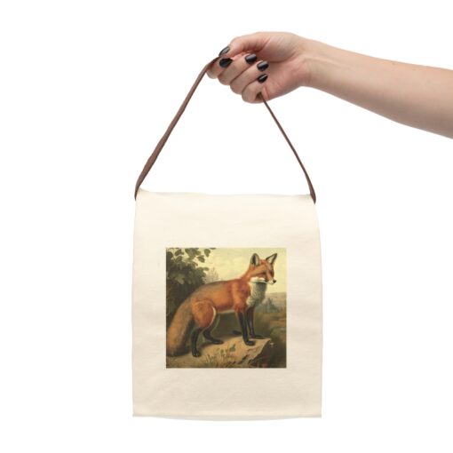 Vintage Naturalist Illustration of a Red Fox Canvas Lunch Bag With Strap