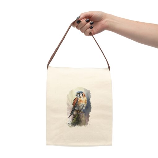 Watercolor Kestrel Canvas Lunch Bag With Strap