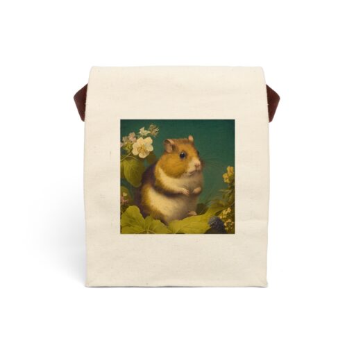 Vintage Naturalist Illustration of a Hamster Canvas Lunch Bag With Strap