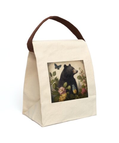 91358 5 400x480 - Black Bear Canvas Lunch Bag With Strap