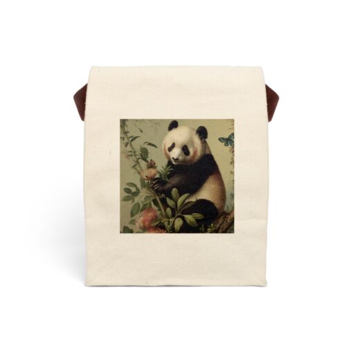 Vintage Naturalist Illustration of a Panda Bear Canvas Lunch Bag With Strap