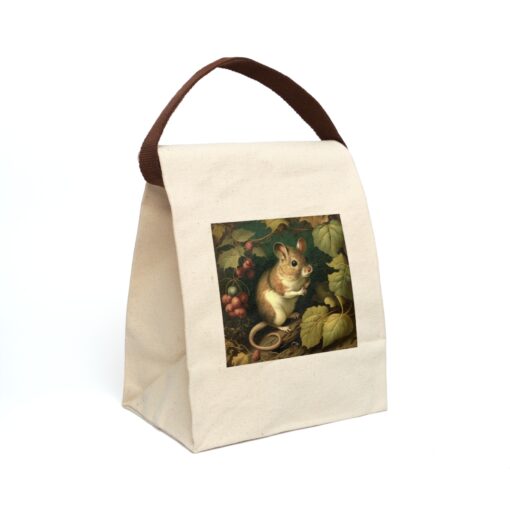 Vintage Naturalist Illustration of a Field Mouse Canvas Lunch Bag With Strap