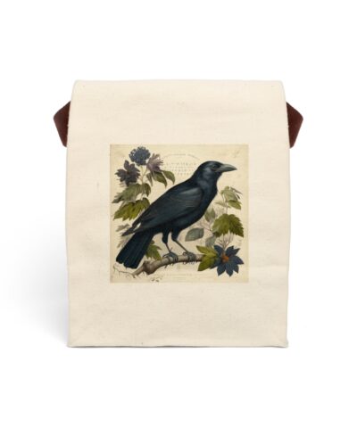 Vintage Naturalist Illustration of an American Crow Canvas Lunch Bag With Strap