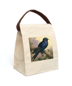 Vintage Naturalist Illustration of a Purple Martin Canvas Lunch Bag With Strap