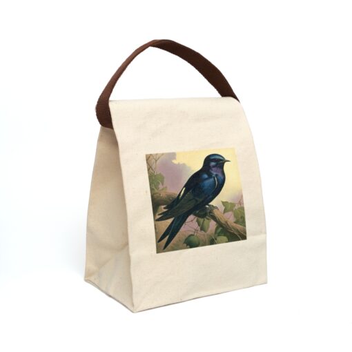 Vintage Naturalist Illustration of a Purple Martin Canvas Lunch Bag With Strap