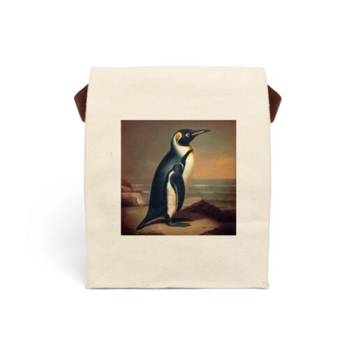 Vintage Naturalist Illustration of a Penguin Canvas Lunch Bag With Strap