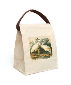 Vintage Naturalist Illustration of two Cranes Canvas Lunch Bag With Strap
